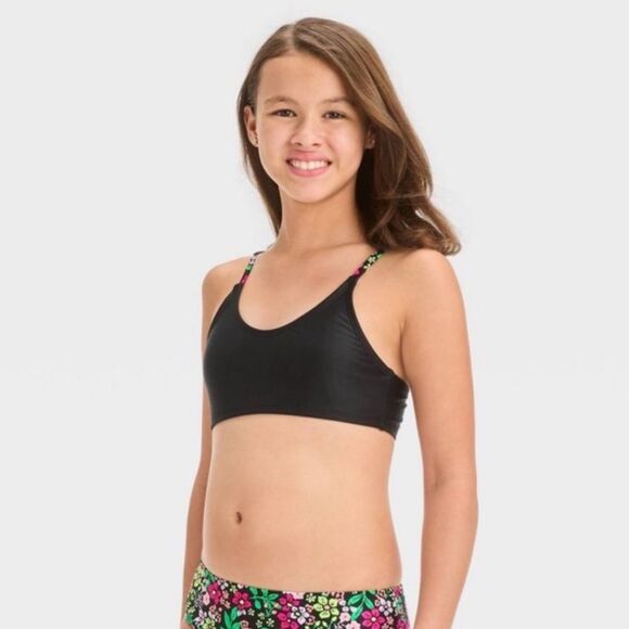 NWT Art & Class Small (6/7) Girl’s Bikini Swim Top Floral Flower Print - Picture 1 of 5